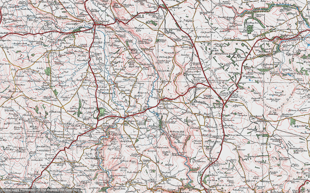 Old Map of Historic Map covering Beresford Dale in 1923