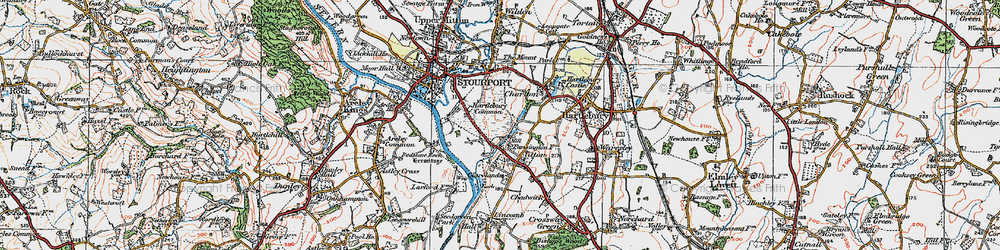Old map of Hartlebury Common in 1920