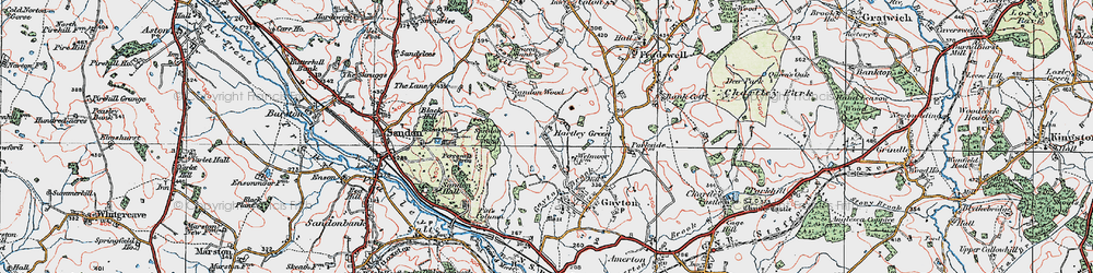 Old map of Hartley Green in 1921