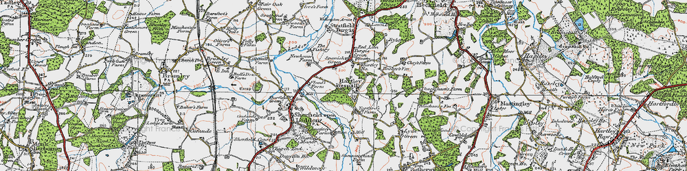 Old map of Hartley Wespall in 1919