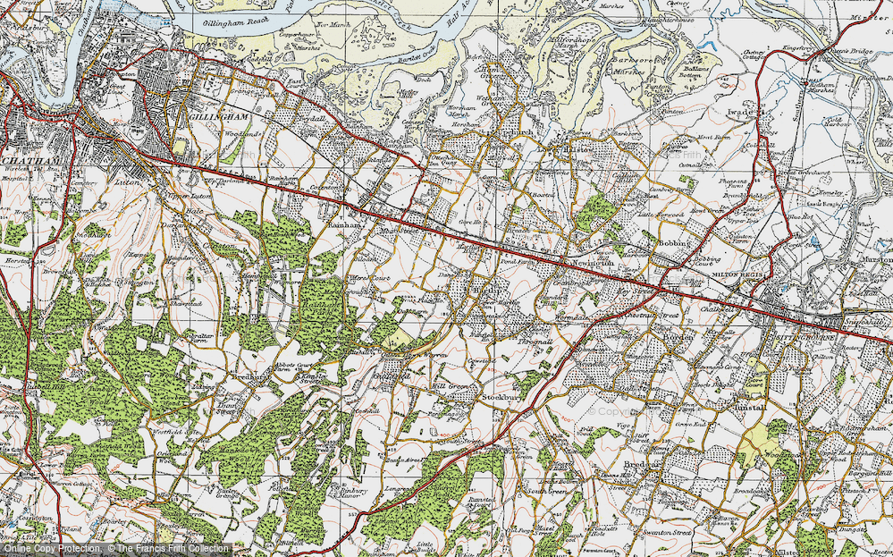 Old Map of Hartlip, 1921 in 1921