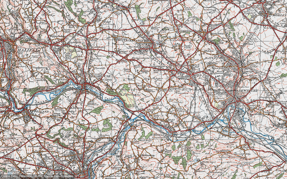 Old Map of Hartshead, 1925 in 1925