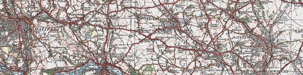 Old map of Hartshead Moor Side in 1925