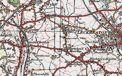 Old map of Hartshead Moor Top in 1925