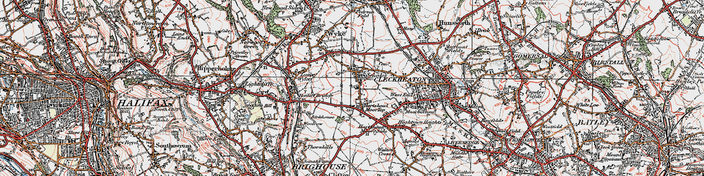 Old map of Hartshead Moor Top in 1925
