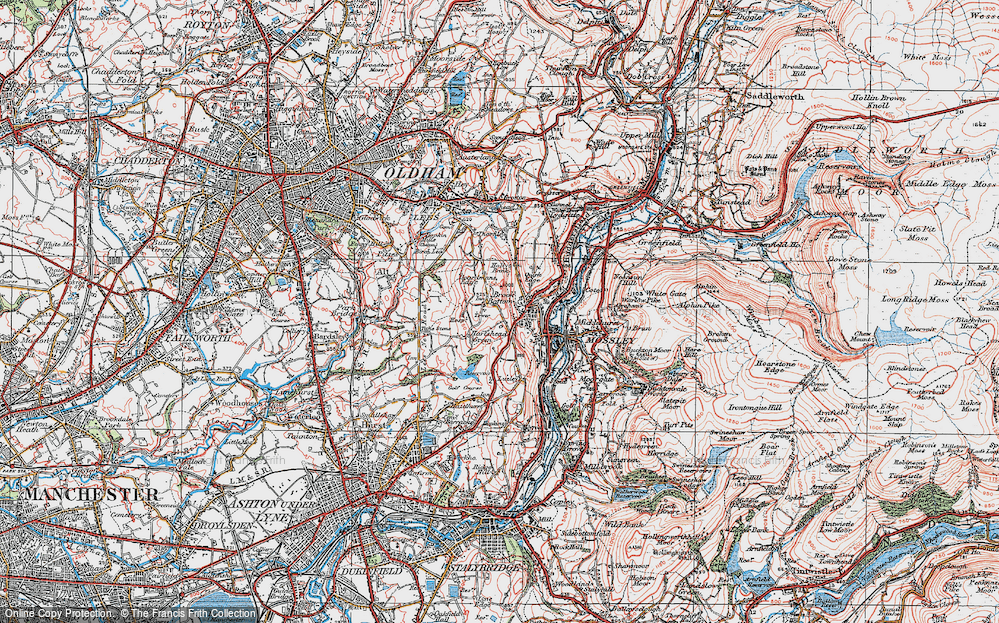 Old Map of Hartshead Pike, 1924 in 1924