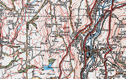 Old map of Hartshead Pike in 1924