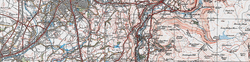 Old map of Hartshead Pike in 1924