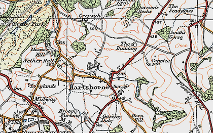 Old map of Hartshorne in 1921