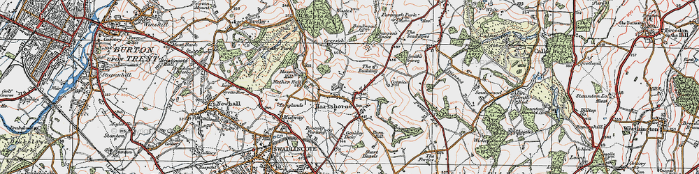 Old map of Hartshorne in 1921