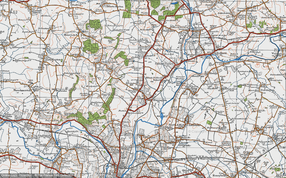 Old Map of Harvington, 1919 in 1919