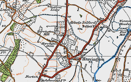 Old map of Harvington in 1919
