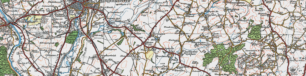 Old map of Harvington in 1921