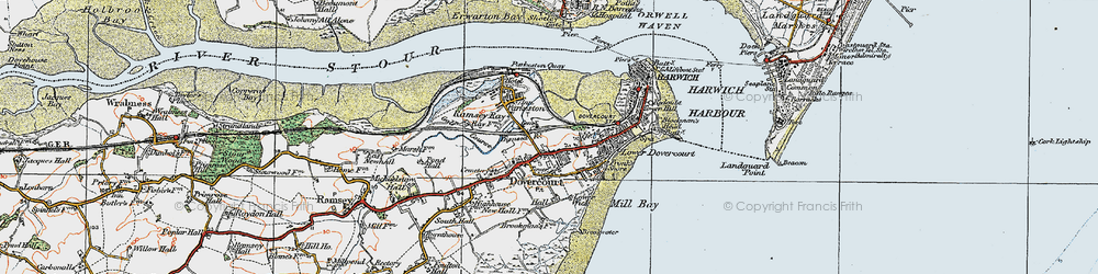 Old map of Harwich in 1921