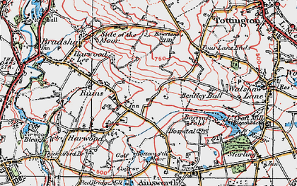 Old map of Harwood in 1924