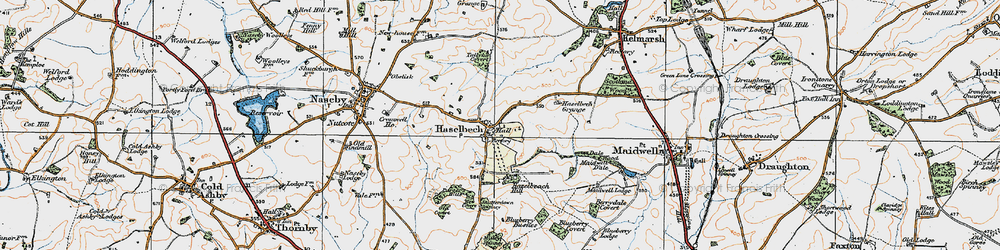 Old map of Haselbech in 1920
