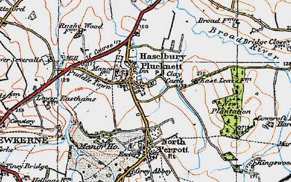 Old map of Haselbury Plucknett in 1919