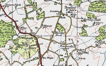 Old map of Haseley Knob in 1919