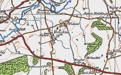 Old map of Haselor in 1919