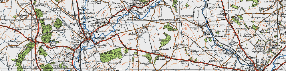 Old map of Haselor in 1919