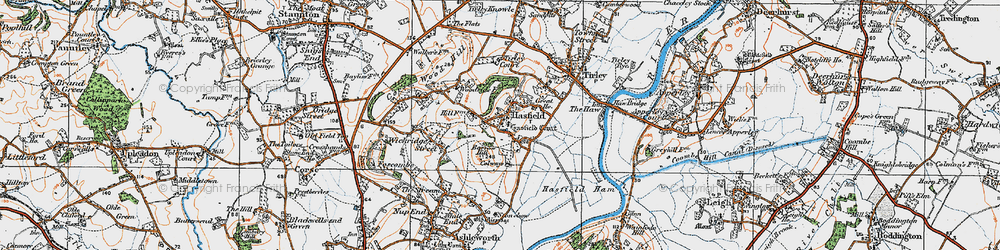 Old map of Hasfield in 1919