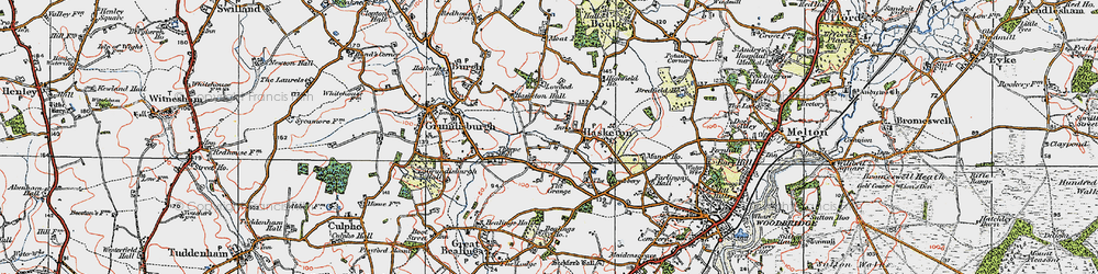 Old map of Hasketon in 1921