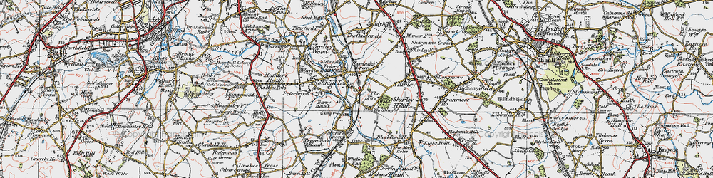 Old map of Hasluck's Green in 1921