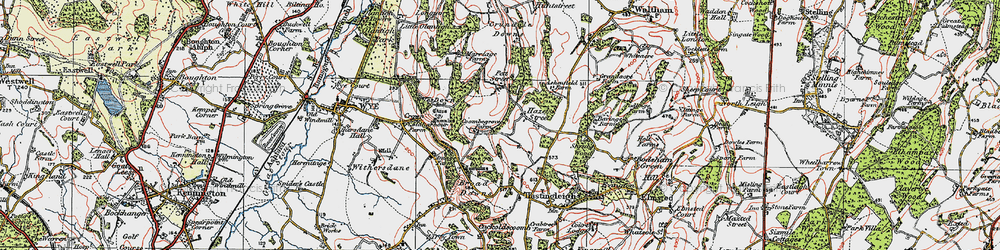 Old map of Wye Downs in 1921