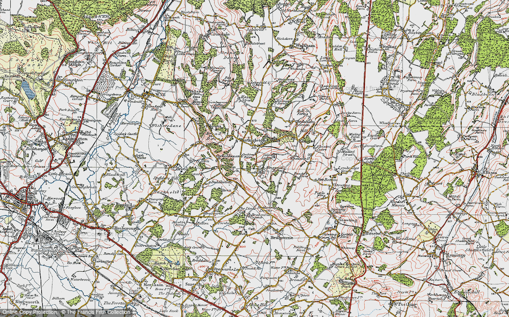 Old Map of Hastingleigh, 1920 in 1920