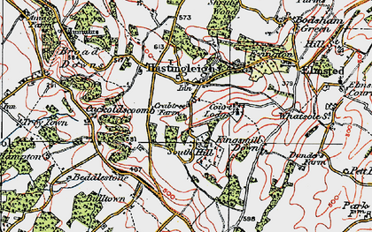 Old map of Hastingleigh in 1920