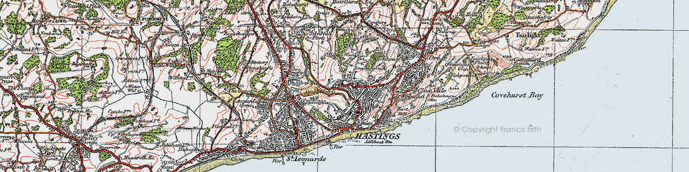 Old map of Hastings in 1921