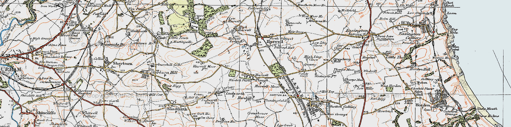 Old map of Haswell Plough in 1925