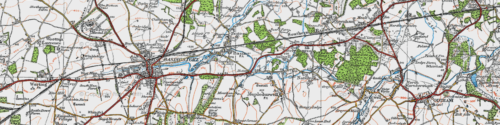 Old map of River Loddon in 1919
