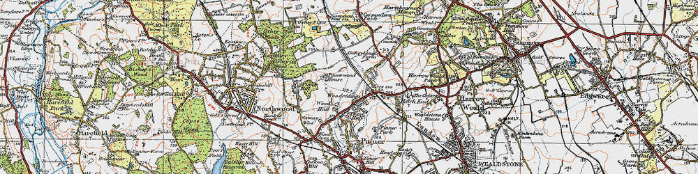 Old map of Hatch End in 1920