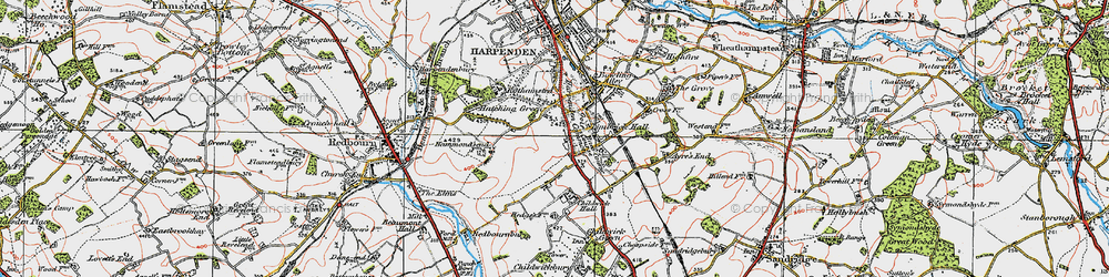 Old map of Hatching Green in 1920