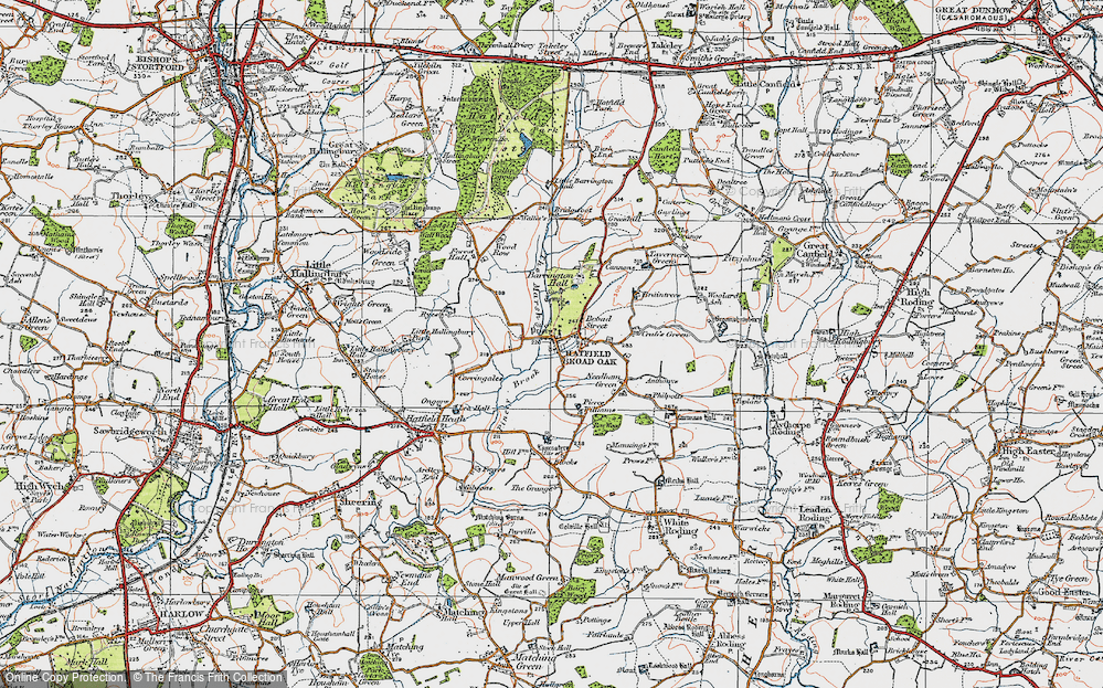 Old Map of Hatfield Broad Oak, 1919 in 1919