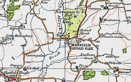 Old map of Hatfield Broad Oak in 1919