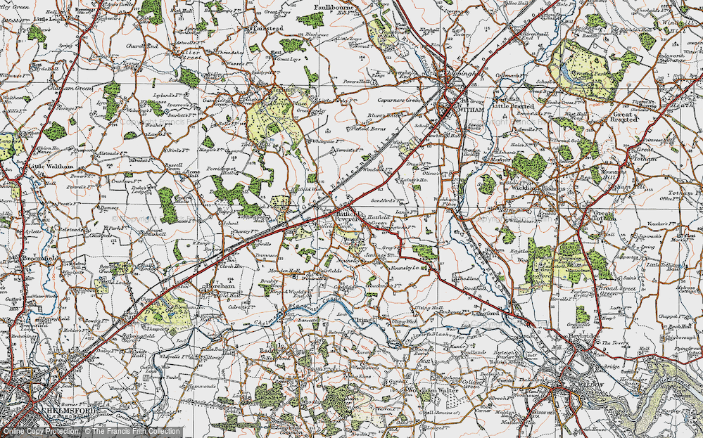 Old Map of Hatfield Peverel, 1921 in 1921