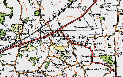 Old map of Hatfield Peverel in 1921