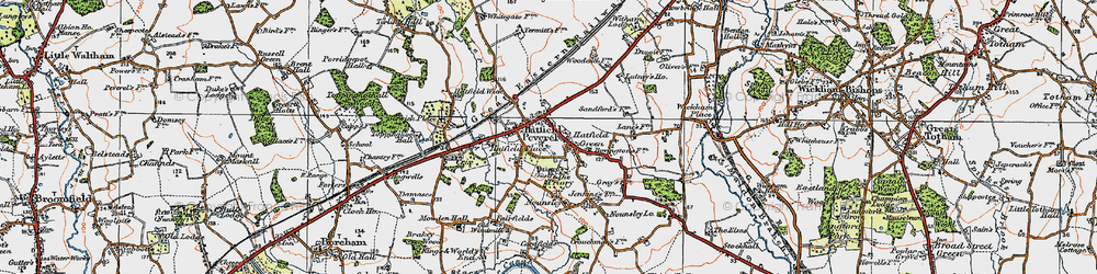 Old map of Hatfield Peverel in 1921