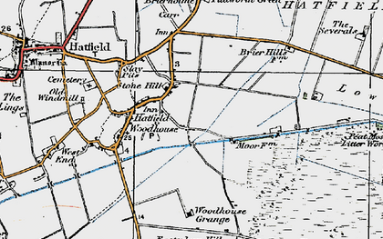Old map of Hatfield Woodhouse in 1923