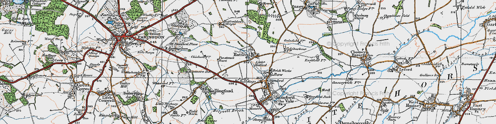 Old map of Hatford in 1919