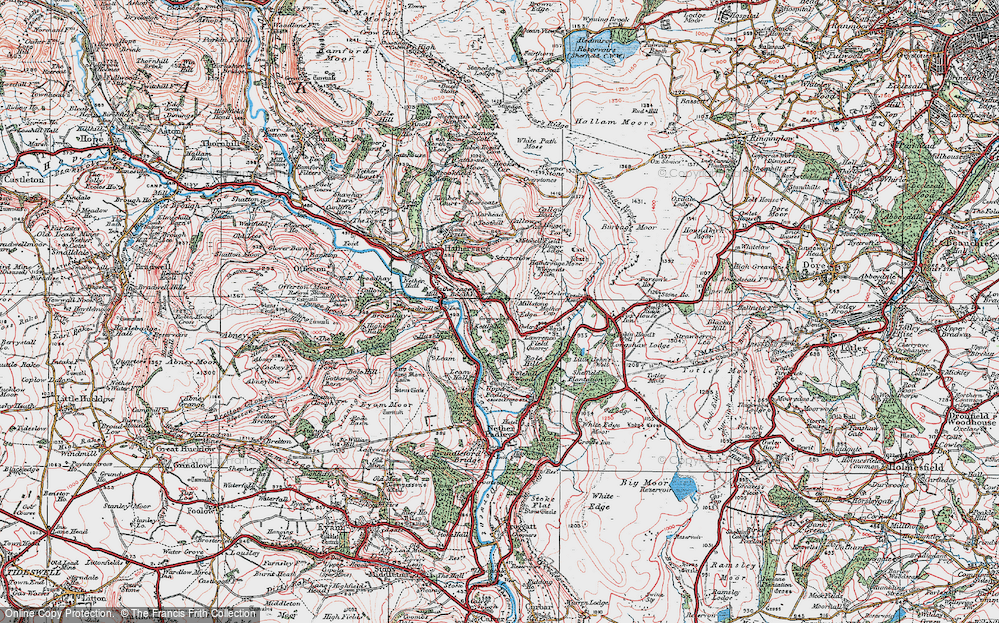Old Map of Hathersage Booths, 1923 in 1923