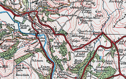 Old map of Burbage Brook in 1923