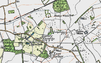 Old map of Hatley St George in 1919