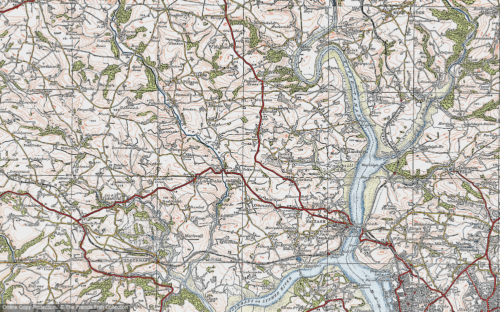 Old Map of Historic Map covering Bicton in 1919