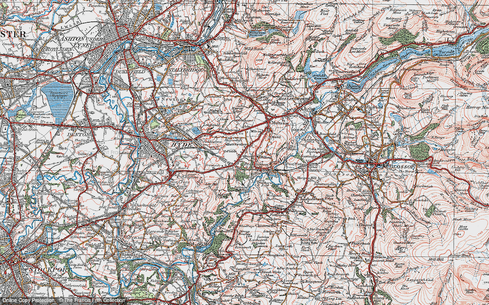 Old Map of Hattersley, 1924 in 1924