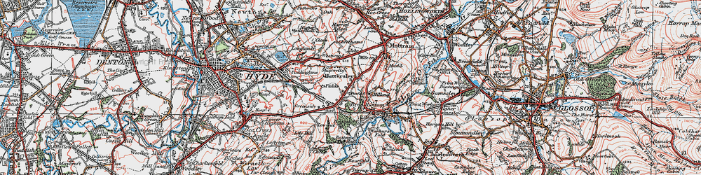 Old map of Hattersley in 1924