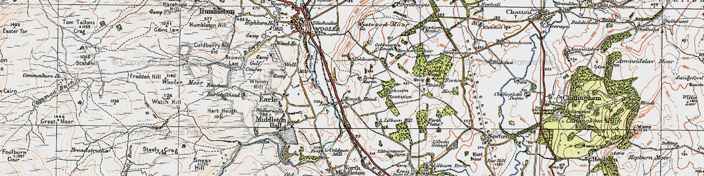 Old map of Wooler Water in 1926