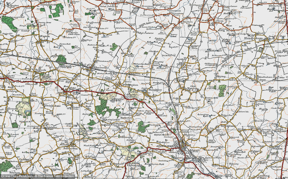 Old Map of Haughley, 1921 in 1921